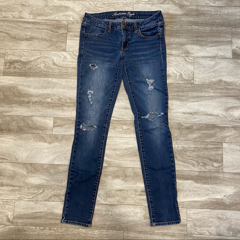 AMERICAN EAGLE Skinny stretch jegging, distressed, Size 8